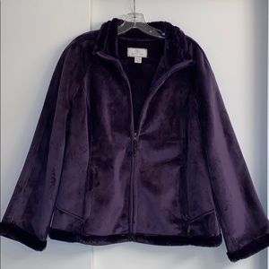 Green Tea Jacket Zip Front Fleece Jacket Faux Fur